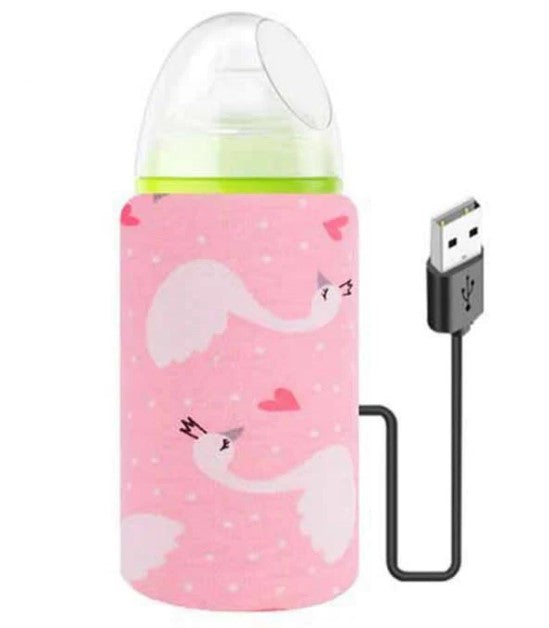 USB Portable Baby Bottle Warmer | Pink, Travel-Friendly, Works with Power Banks
