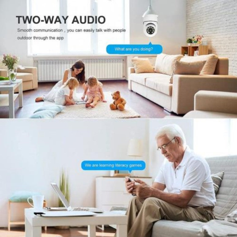 E27 Bulb Security Camera | 1080P Wi-Fi, 360° Pan, Night Vision, Two-Way Audio