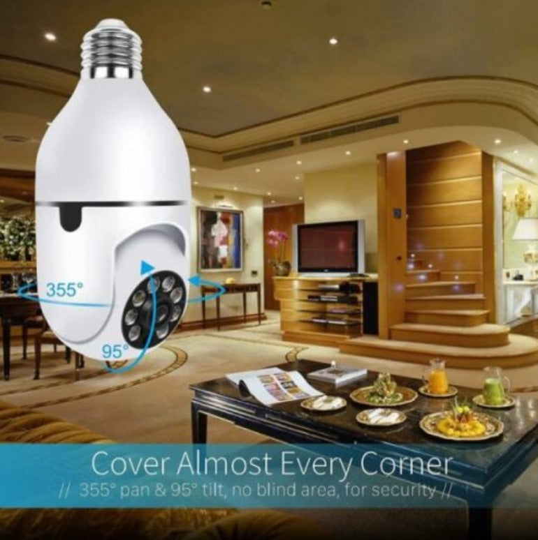 E27 Bulb Security Camera | 1080P Wi-Fi, 360° Pan, Night Vision, Two-Way Audio
