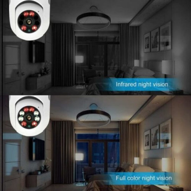 E27 Bulb Security Camera | 1080P Wi-Fi, 360° Pan, Night Vision, Two-Way Audio