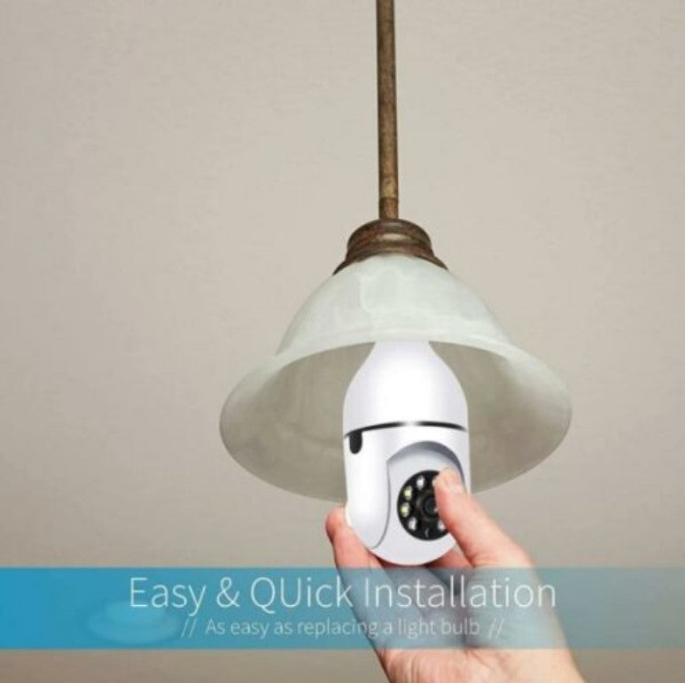 E27 Bulb Security Camera | 1080P Wi-Fi, 360° Pan, Night Vision, Two-Way Audio