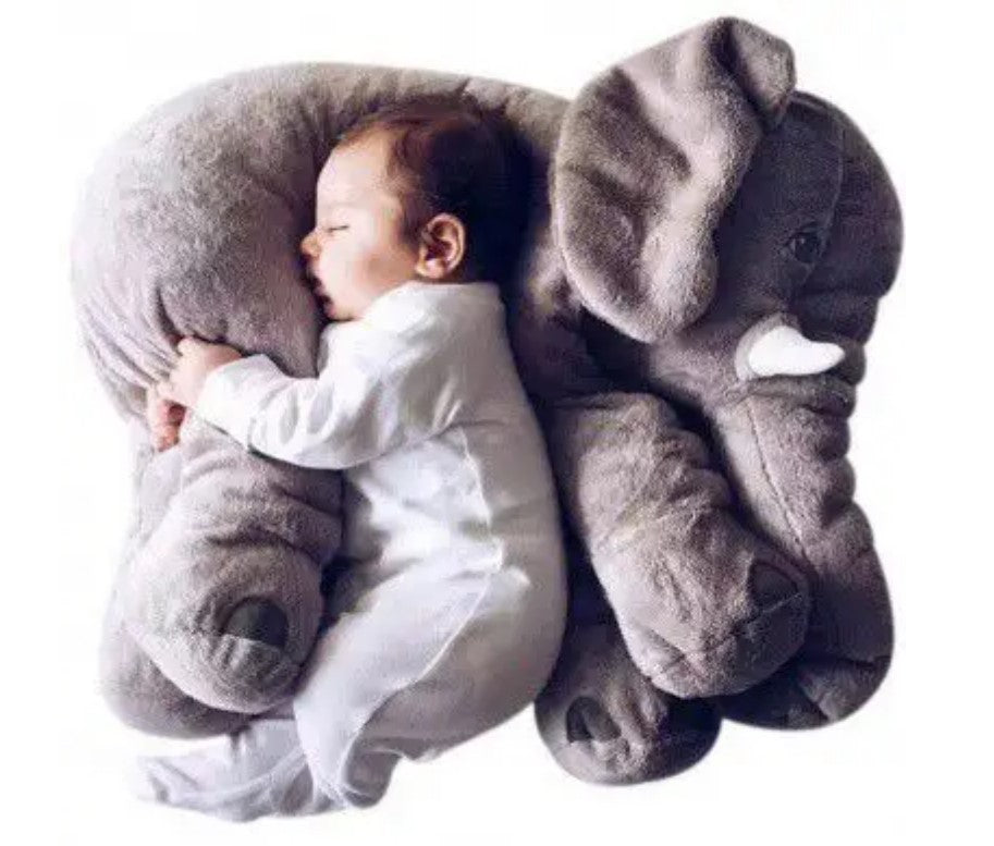 Elephant Plush Pillow | Soft Baby Cuddle Pillow, 50×60cm | Light Grey