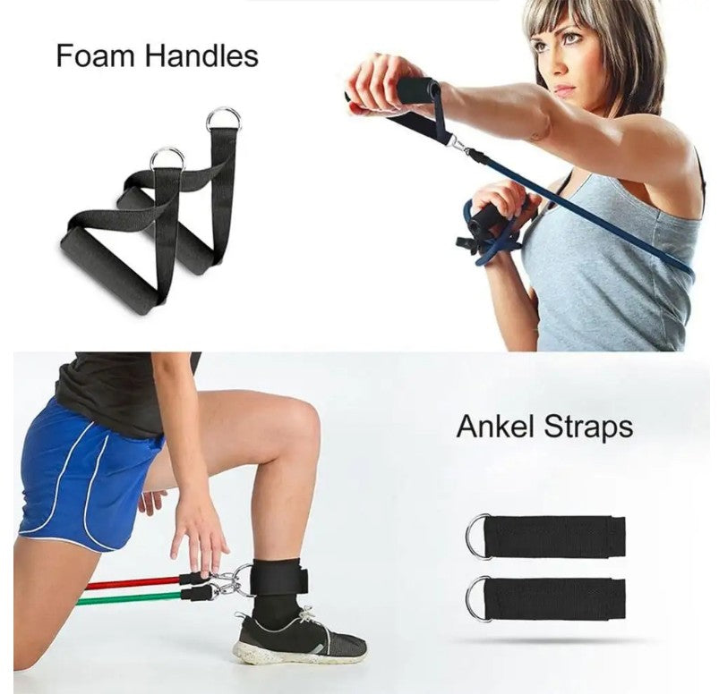 Resistance Bands Set of 5 | Latex, 5 Levels + Carry Bag