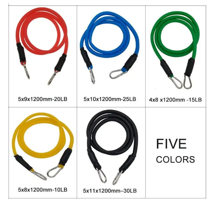 Resistance Bands Set of 5 | Latex, 5 Levels + Carry Bag