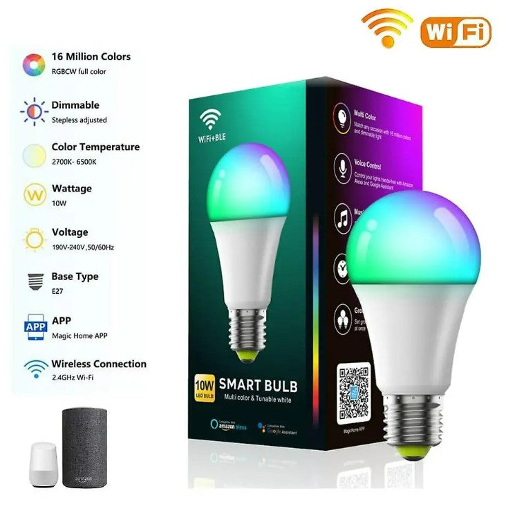 Smart Wi-Fi LED Bulb | 9W E27, 16 Million Colours, Works with Alexa & Google Home