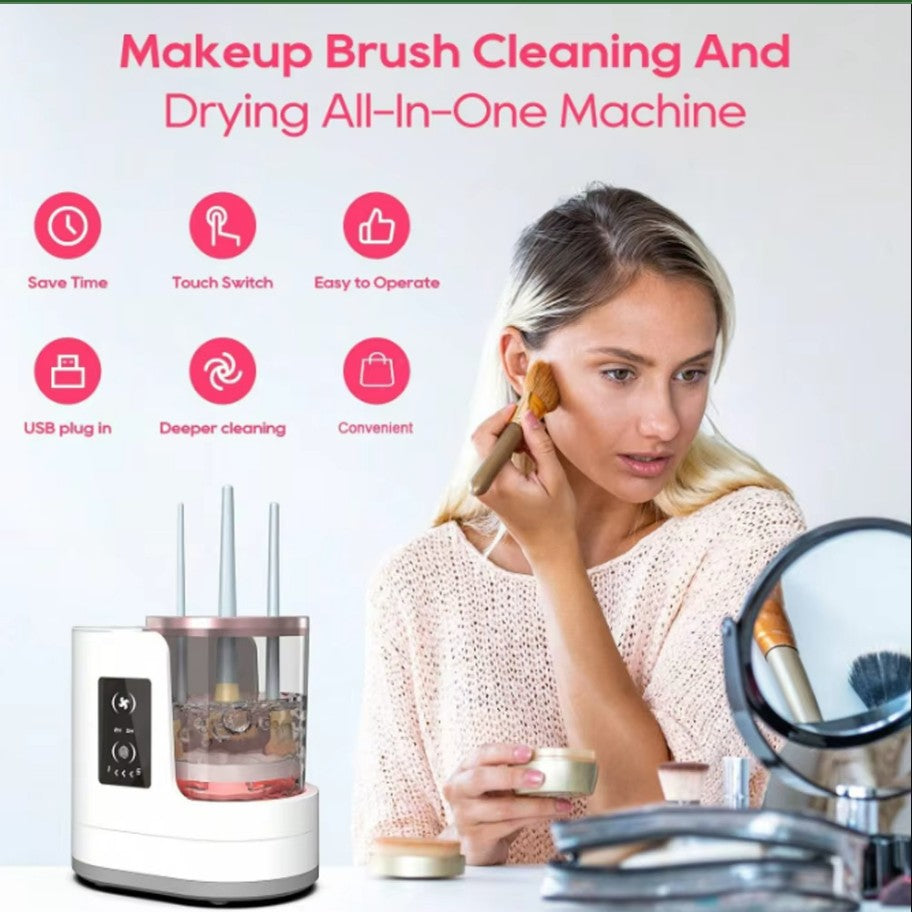 Electric Makeup Brush Cleaner & Dryer | 3-in-1, Auto-Stop, No Assembly