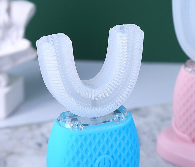 U-Shape Automatic Toothbrush | Silicone, USB Rechargeable, Adults & Kids | Blue