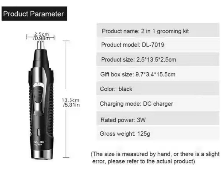 2-in-1 Electric Nose & Ear Hair Trimmer | USB Rechargeable, Waterproof, Painless