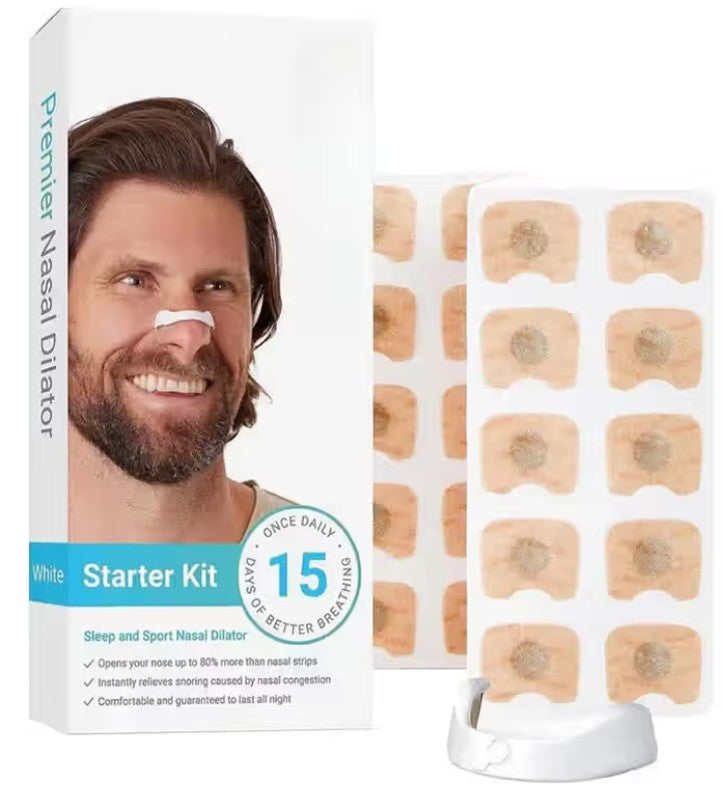 15-Day Nasal Dilator Kit | 4 Sizes, Magnetic Nose Strips, Drug-Free Snoring Relief