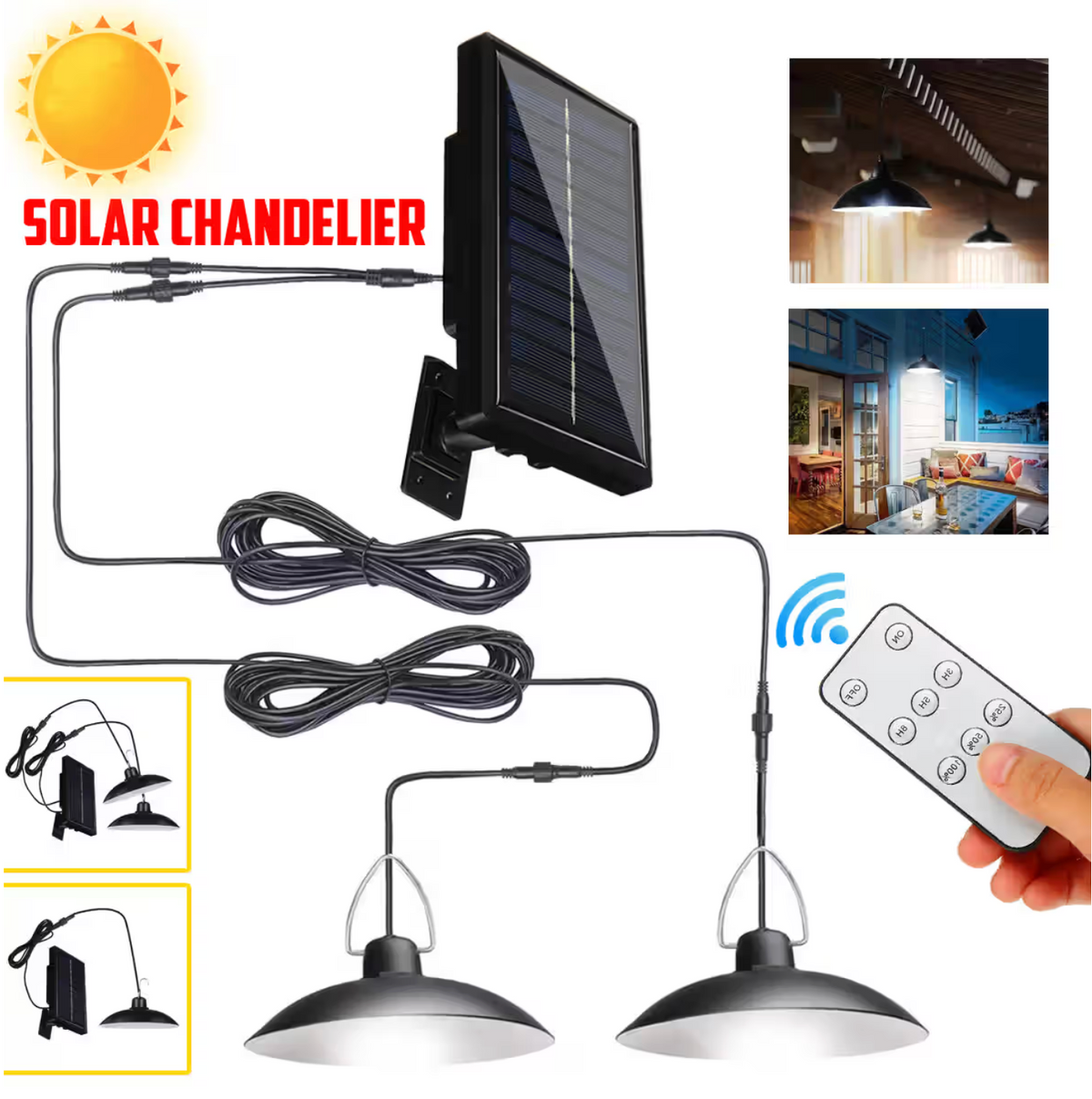 Solar Pendant Light | Indoor & Outdoor, Remote Control, No Electricity Needed