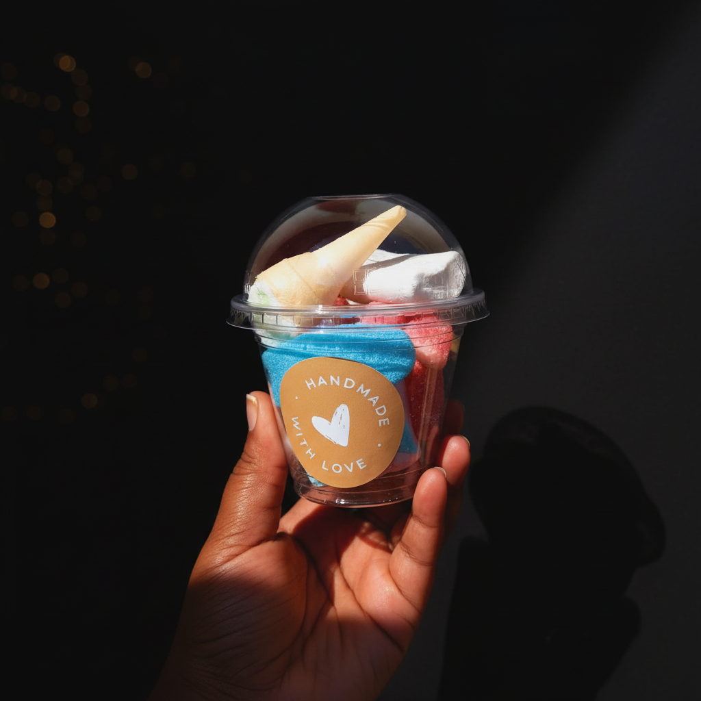 Dome cup with cone and assorted sweets
